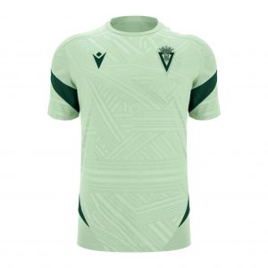 Camiseta entreno jugadores Cádiz CF 2025/26 oficial. Diseño Macron con escudo bordado. Disponible en tallas S a 3XL. Ideal para entrenamiento y deporte.