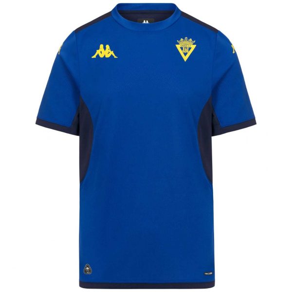 Camiseta oficial de entreno jugadores Cádiz CF 2026/27 Kappa azul con escudo amarillo