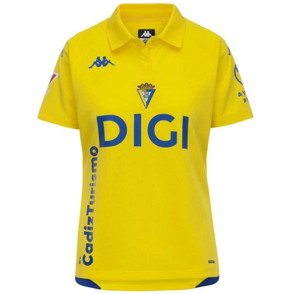 Camiseta oficial mujer primera equipación Cádiz CF 2026/27 Kappa amarilla con detalles azules
