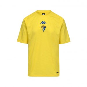 Camiseta infantil Cádiz CF 2026/27 versión fan Kappa amarilla con escudo frontal