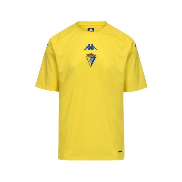 Camiseta infantil Cádiz CF 2026/27 versión fan Kappa amarilla con escudo frontal