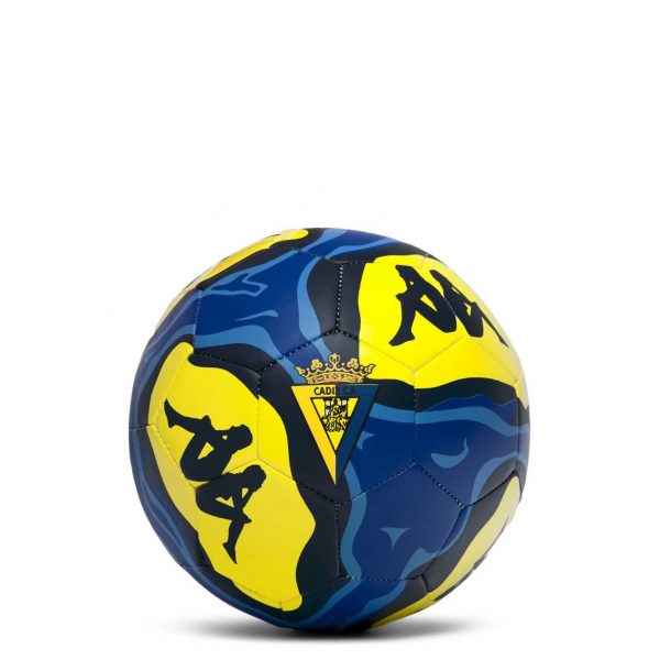 Minibalón oficial Kappa Cádiz CF 2026/27 amarillo y azul con escudo del club