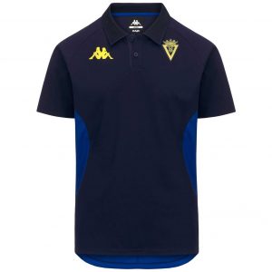 Polo oficial técnicos Cádiz CF 2026/27 Kappa azul marino con escudo del club y logo amarillo