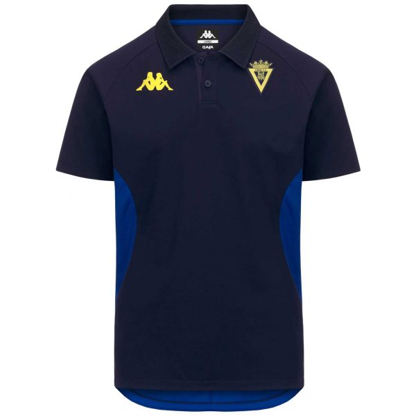 Polo oficial técnicos Cádiz CF 2026/27 Kappa azul marino con escudo del club y logo amarillo
