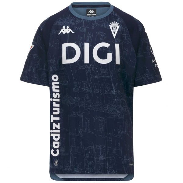 Camiseta segunda equipación Cádiz CF 2026/27 Kappa azul marino con escudo y patrocinador DIGI