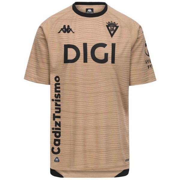 Camiseta tercera equipación Cádiz CF 2026/27 Kappa beige con escudo y patrocinador DIGI