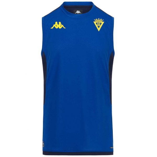Camiseta sin mangas de entreno Cádiz CF 2026/27 Kappa azul con escudo amarillo
