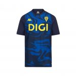 Camiseta prepartido infantil Cádiz CF 2026/27 Kappa azul con escudo y patrocinador DIGI