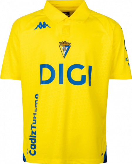 Camiseta oficial primera equipación Cádiz CF 2026/27 Kappa amarilla con detalles azules